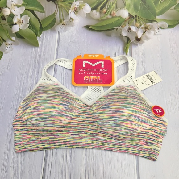 Maidenform Other - NWT Maidenform Girl Sport Bra Pink White XL 14 16